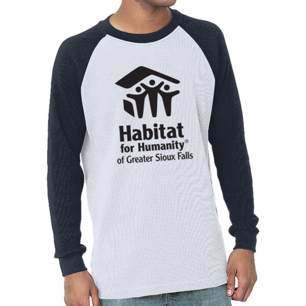 Bayside USA Made Heavyweight Waffle Knit Thermal Raglan T-Shirt - Printed Logo Thumbnail