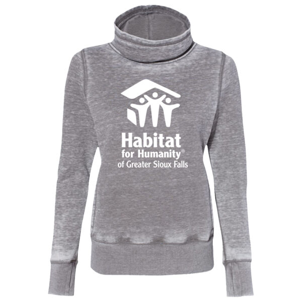 J.America Women's Zen Fleece Cowl Neck Sweatshirt - Printed Logo Thumbnail