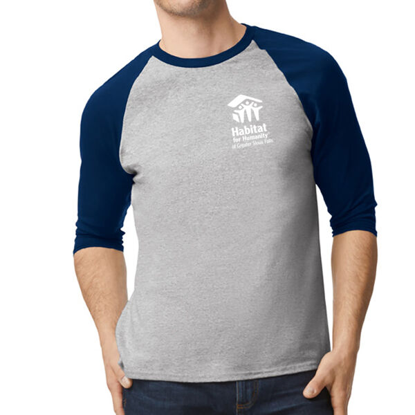 Gildan Heavy Cotton 3/4 Sleeve Raglan T Shirt - Printed Logo Thumbnail